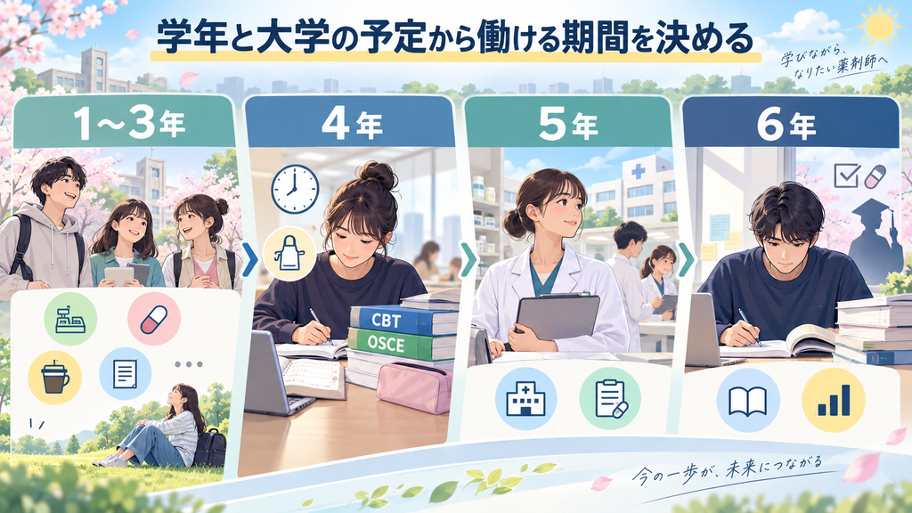 春休み・夏休みと学年から短期バイトを選ぶ薬学生